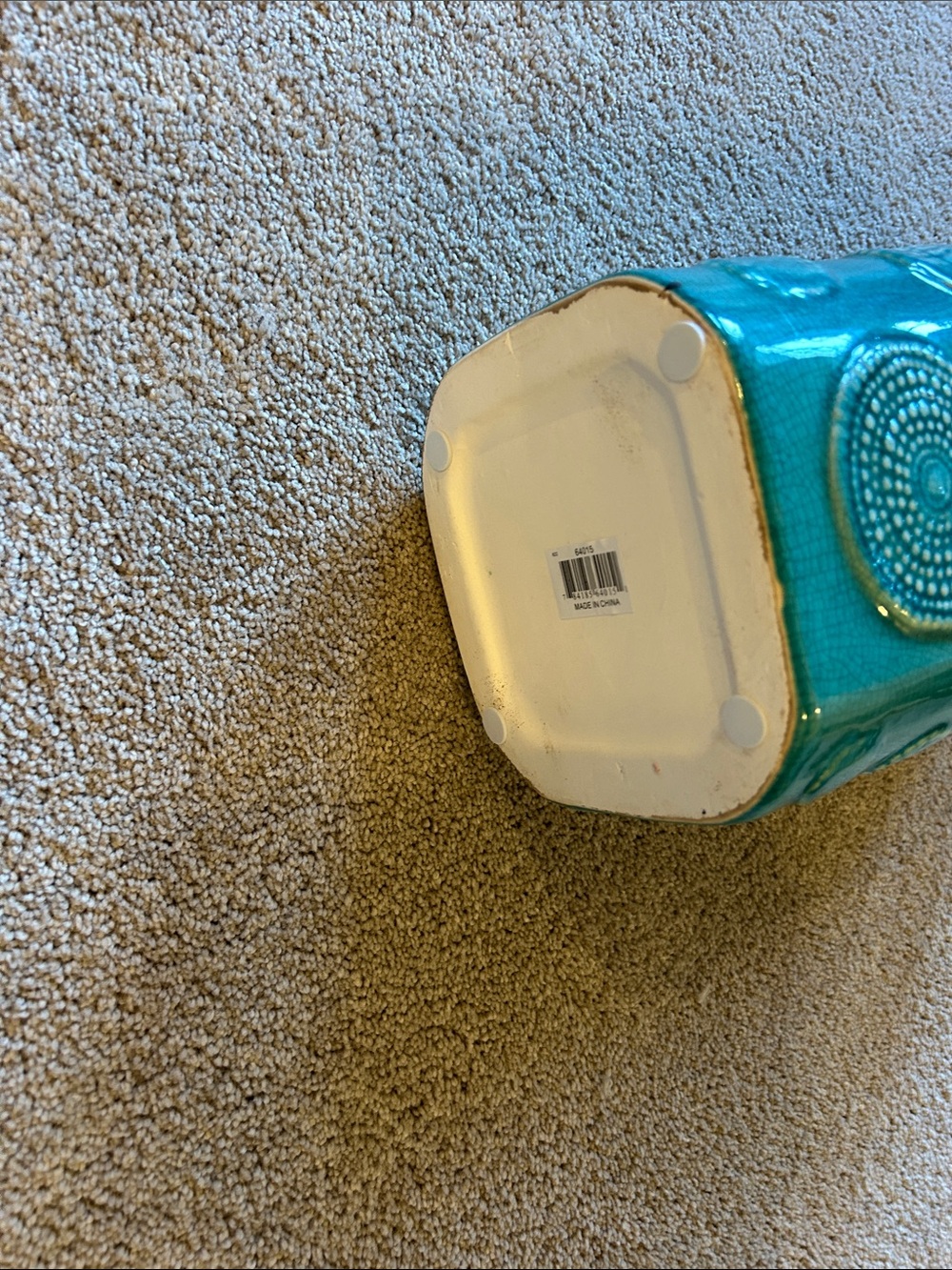 Teal Ceramic Decorative Vase with Textured Medallions - Brand: image 3